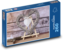 Dřevěné srdce - miláček, milovat Puzzle 260 dílků - 41 x 28,7 cm