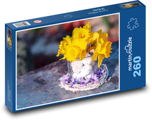 Velikonoční dekorace - narcisy, jaro Puzzle 260 dílků - 41 x 28,7 cm
