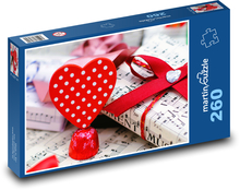 Prezenty - serce, notatki Puzzle 260 elementów - 41x28,7 cm