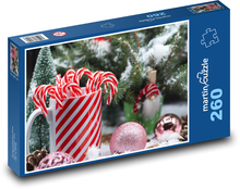 Vianočné ozdoby - cukríky, Vianoce Puzzle 260 dielikov - 41 x 28,7 cm 