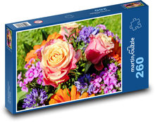 Kwiaty cięte - bukiet kwiatów, róże Puzzle 260 elementów - 41x28,7 cm