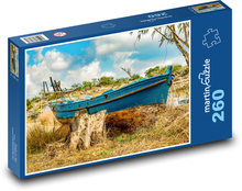 Łódź rybacka - wrak, zardzewiała Puzzle 260 elementów - 41x28,7 cm