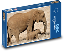 Afrikanische Savannen-Elefanten - Jungtier, Afrika Puzzle 260 Teile - 41 x28,7 cm