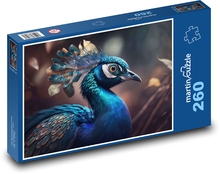 Peacock - colorful bird, animal Puzzle 260 pieces - 41 x 28.7 cm 