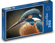 Ledňáček - bird portrait, animal Puzzle 260 pieces - 41 x 28.7 cm 