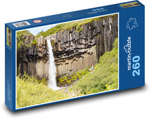 Skały wulkaniczne - wodospad, przyroda Puzzle 260 elementów - 41x28,7 cm