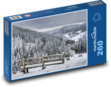 Zima - sníh, les Puzzle 260 dílků - 41 x 28,7 cm