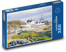 Rybářská loď - moře, přístav Puzzle 260 dílků - 41 x 28,7 cm
