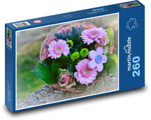 Różowy bukiet - kwiaty na Dzień Matki, gerbery Puzzle 260 elementów - 41x28,7 cm