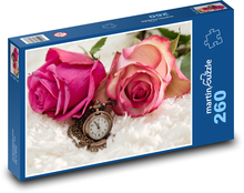 Vreckové hodinky - ruža, kvety Puzzle 260 dielikov - 41 x 28,7 cm 