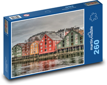 Trondheim - Norsko, barevné domy Puzzle 260 dílků - 41 x 28,7 cm