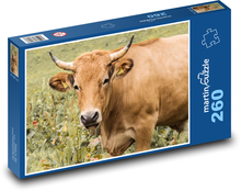 Krowa - rogi, zwierzę Puzzle 260 elementów - 41x28,7 cm