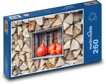 Dýně hokaido - palivové dříví, dekorace Puzzle 260 dílků - 41 x 28,7 cm