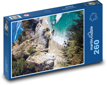 Kalifornia - plaża, wodospad Puzzle 260 elementów - 41x28,7 cm