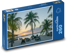 Západ slunce - karibský oceán, palmy  Puzzle 260 dílků - 41 x 28,7 cm