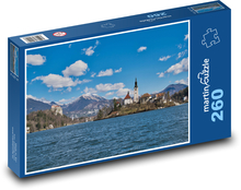 Hrad - kostel, jezero  Puzzle 260 dílků - 41 x 28,7 cm