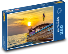 Loď na moři - Thajsko, západ slunce Puzzle 260 dílků - 41 x 28,7 cm