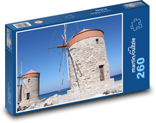 Rhodos - Řecko, mlýn Puzzle 260 dílků - 41 x 28,7 cm
