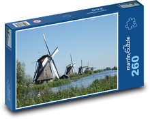 Holandské veterné mlyny - Kinderdijk, Holandsko Puzzle 260 dielikov - 41 x 28,7 cm