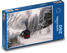 Fichtelbergbahn - pociąg parowy zimą Puzzle 260 elementów - 41x28,7 cm