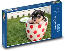 Roztomilé štěně v hrníčku Puzzle 130 dílků - 28,7 x 20 cm