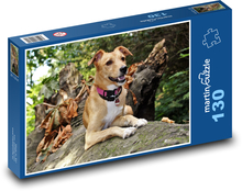 Dobrodruh so psom v lese Puzzle 130 dielikov - 28,7 x 20 cm