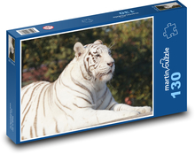 Biały tygrys leżący na słońcu Puzzle 130 elementów - 28,7x20 cm