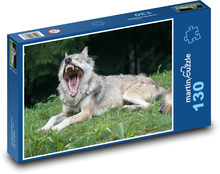Gähnender Wolf mit großen Zähnen Puzzle 130 Teile - 28,7x20 cm