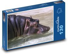 Im Wasser schwimmendes Nilpferd Puzzle 130 Teile - 28,7x20 cm