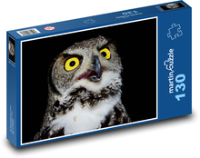 Sova se žlutýma očima Puzzle 130 dílků - 28,7 x 20 cm