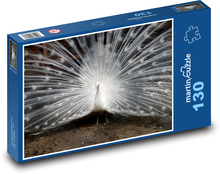 White peacock with spread feathers Puzzle 130 pieces - 28.7 x 20 cm 