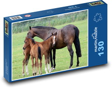 Kobyla s hříbaty na pastvě Puzzle 130 dílků - 28,7 x 20 cm