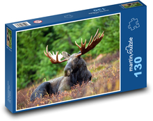 Los ležiaci na mýtine v tráve Puzzle 130 dielikov - 28,7 x 20 cm 