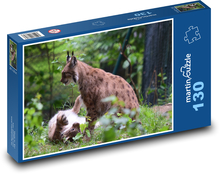 Luchs spielt im Wald Puzzle 130 Teile - 28,7x20 cm