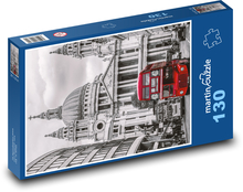 Red bus in London Puzzle 130 pieces - 28.7 x 20 cm 