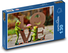 Falling in love frogs with the inscription LOVE Puzzle 130 pieces - 28.7 x 20 cm