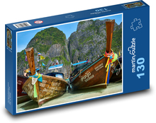 Traditionelle thailändische Boote am Strand Puzzle 130 Teile - 28,7x20 cm