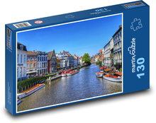 Gent, historický kanál v Belgii Puzzle 130 - 28,7x20 cm