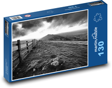 Nature, mountain, wooden fence Puzzle 130 pieces - 28.7 x 20 cm 