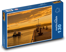 Fischerboot an der Anlegestelle festgemacht Puzzle 130 Teile - 28,7x20 cm