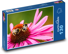 Trzmiele na różowym kwiecie Puzzle 130 elementów - 28,7x20 cm