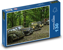 Autovraky v lese Puzzle 130 dielikov - 28,7 x 20 cm 