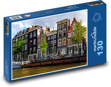 Riverfront homes in the Netherlands Puzzle 130 pieces - 28.7 x 20 cm