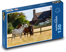 Horses in the enclosure Puzzle 130 pieces - 28.7 x 20 cm 