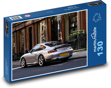 Stříbrný sportovní vůz Puzzle 130 dílků - 28,7 x 20 cm