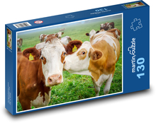 Škvrnité kravy na pastvinách Puzzle 130 dielikov - 28,7 x 20 cm 
