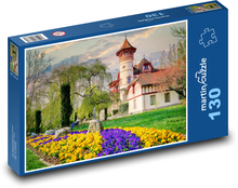 Romantisches Schloss im Frühling Puzzle 130 Teile - 28,7x20 cm