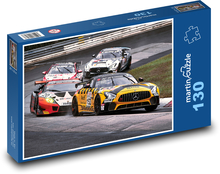 Samochody na torze wyścigowym Puzzle 130 elementów - 28,7x20 cm