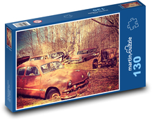 Šrotovňa starých áut Puzzle 130 dielikov - 28,7 x 20 cm 