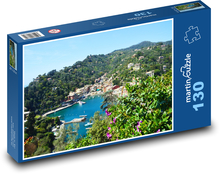 Město u pobřeží Portofino - Itálie Puzzle 130 dílků - 28,7 x 20 cm
